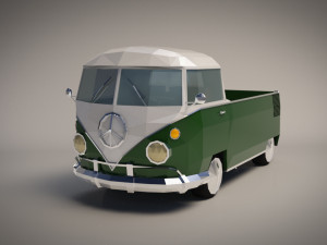 low-poly cartoon samba pickup 3D Model