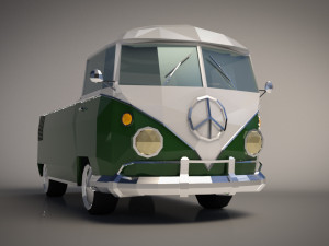 low-poly cartoon samba pickup 3D Model