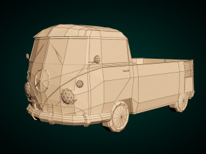 low-poly cartoon samba pickup 3D Model