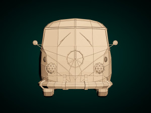 low-poly cartoon samba pickup 3D Model