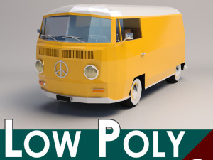 low-poly cartoon vw transporter bus 3D Model