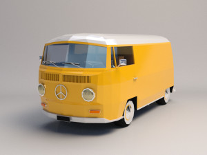 low-poly cartoon vw transporter bus 3D Model
