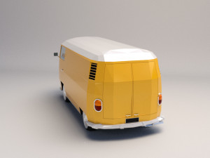 low-poly cartoon vw transporter bus 3D Model