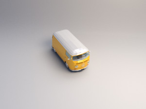 low-poly cartoon vw transporter bus 3D Model