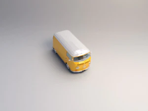 low-poly cartoon vw transporter bus 3D Model