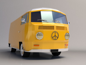 low-poly cartoon vw transporter bus 3D Model
