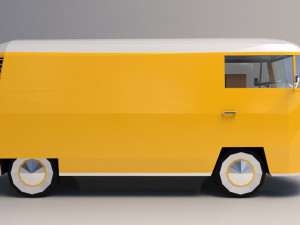 low-poly cartoon vw transporter bus 3D Model