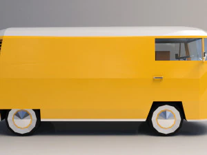 low-poly cartoon vw transporter bus 3D Model