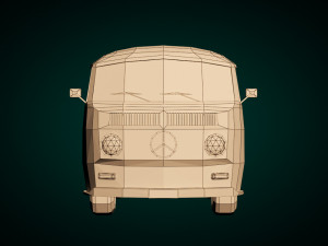 low-poly cartoon vw transporter bus 3D Model