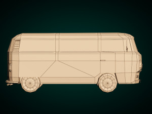 low-poly cartoon vw transporter bus 3D Model