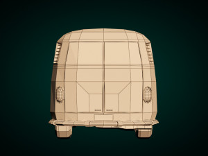 low-poly cartoon vw transporter bus 3D Model