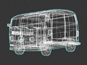 low-poly cartoon vw transporter bus 3D Model