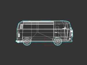 low-poly cartoon vw transporter bus 3D Model