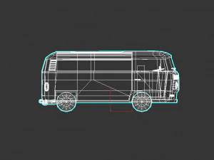 low-poly cartoon vw transporter bus 3D Model