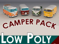 low-poly cartoon camper pack 3D Model