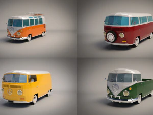 low-poly cartoon camper pack 3D Model