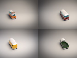 low-poly cartoon camper pack 3D Modell