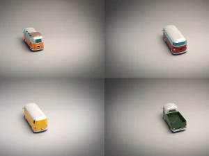 low-poly cartoon camper pack 3D Model