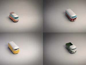 low-poly cartoon camper pack 3D Model