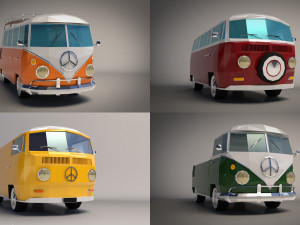 low-poly cartoon camper pack 3D Modell