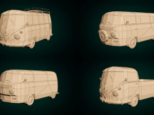 low-poly cartoon camper pack 3D Model