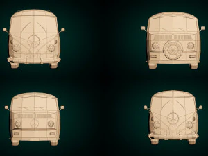 low-poly cartoon camper pack 3D Model