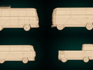 low-poly cartoon camper pack 3D Model