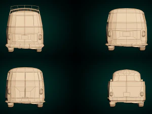 low-poly cartoon camper pack 3D Model