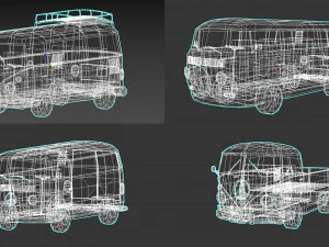 low-poly cartoon camper pack 3D Model