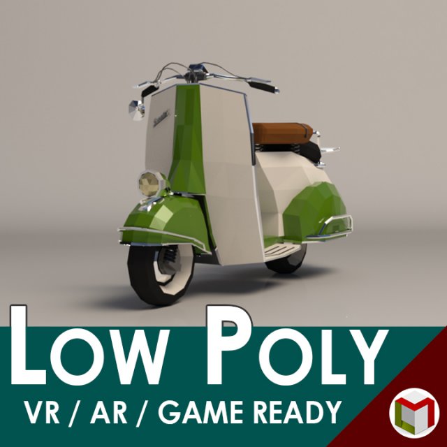 low poly cartoon vespa scooter 3D 模型 .c4d .max .obj .3ds .fbx .stl .blend 
