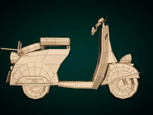 scooter vespa de dessin anim&eacute; low poly Modèle 3D