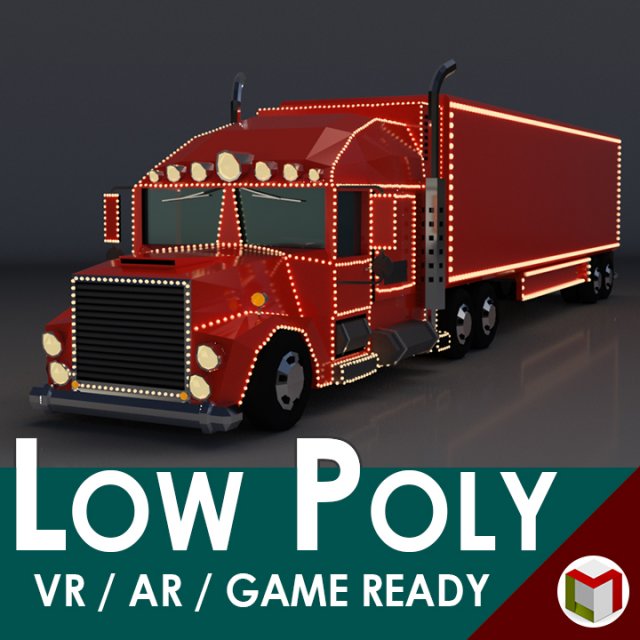 low poly cartoon christmas truck Modelo 3D .c4d .max .obj .3ds .fbx .stl .blend 
