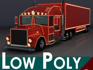 camion di Natale a basso poli cartone animato Modello 3D