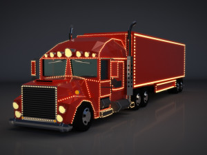 low poly cartoon christmas truck Modelo 3D