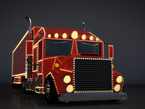 low poly cartoon christmas truck Modelo 3D
