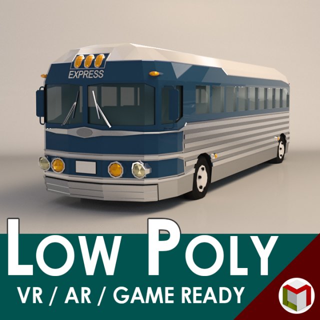 low poly cartoon intercity bus 3D Model .c4d .max .obj .3ds .fbx .stl .blend 
