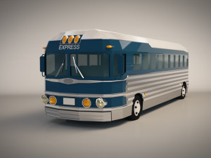 low poly cartoon intercity bus 3D Model