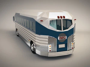 low poly cartoon intercity bus 3D Model