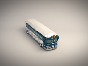 low poly cartoon intercity bus 3D Model