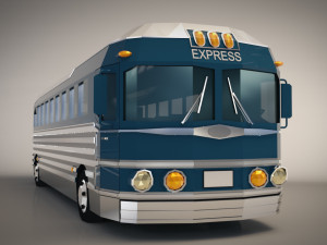 low poly cartoon intercity bus 3D Model