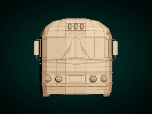 low poly cartoon intercity bus 3D Model