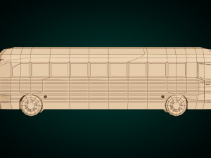 low poly cartoon intercity bus 3D Model