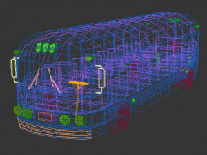 low poly cartoon intercity bus 3D Model
