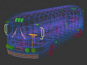 low poly cartoon intercity bus 3D Model