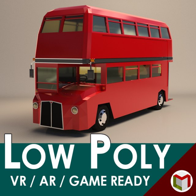 low poly cartoon london bus 3D Модель .c4d .max .obj .3ds .fbx .stl .blend 