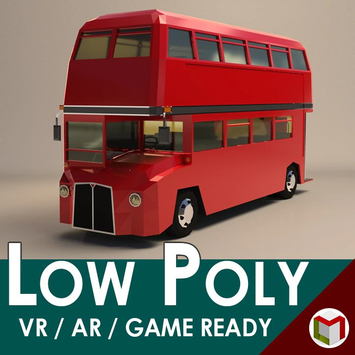 low poly cartoon london bus 3D Model .c4d .max .obj .3ds .fbx .stl .blend 