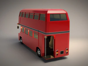 low poly cartoon london bus 3D Model