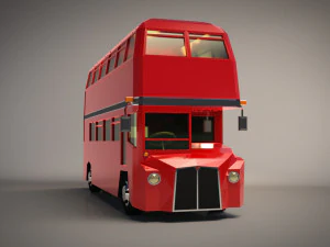 low poly cartoon london bus 3D Model
