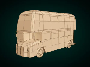 low poly cartoon london bus 3D Model