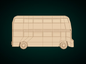 low poly cartoon london bus 3D Модель